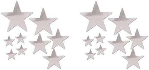 Beistle Beistle , 18 Piece Packaged Foil Star Cutouts, Assorted Sizes (Silver), Assorted Sizes, Silver