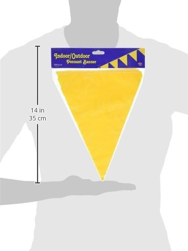 Beistle Golden-Yellow Indoor/Outdoor Pennant Banner, Sports Party and Birthday Wall Decoration, 11-Inch by 12-Feet