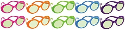 Groovy 70's Disco Party Glasses - Standard Size (Pack of 10) - Vintage Vivid Colors - Ideal for Retro-Themed Events & Costume Parties