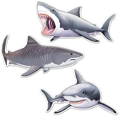 Beistle , 6 Piece Shark Cutouts, 22.5" - 24.25''