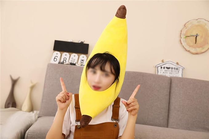 Warmtree Cute Hat Funny Animal Fruit Mask Cap Photo Props Dress Up Cosplay Halloween Party Costume Headgear (Banana)