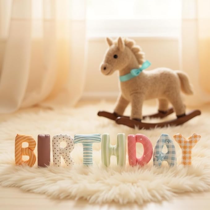 Colorful Happy Birthday Banner Foil Letter Balloon, 14 Inch 3D Plaid, Polka Dots, Stripes Patterned Reusable Mylar Foil Letters, Birthday Decorations (Birthday Banner 1)