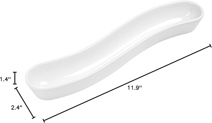 Restaurantware Swerve 10 Ounce Olive Plate 1 Curved Olive Tray - Medium Chip Resistant White Porcelain Olive Canoe Dishwasher Safe For Snacks Condiments Or Appetizers