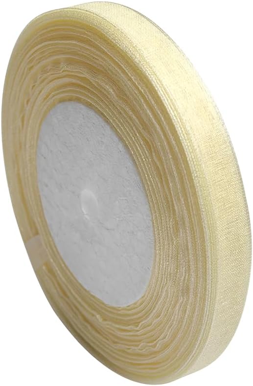 Chenkou Craft Solid Organza Ribbon 3/8" Beige 1 Roll 50 Yards Craft Bow Party Decoration Packing Ribbons (Beige, 3/8"(10mm))