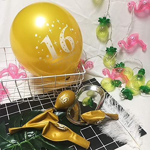 SHUNTAI 16 Birthday Balloons Gold and Black 16th Birthday Decorations Latex Confetti Balloon for 16 years old Anniversary Happy Birthday Party Supplies 12 Inch 15 Pack