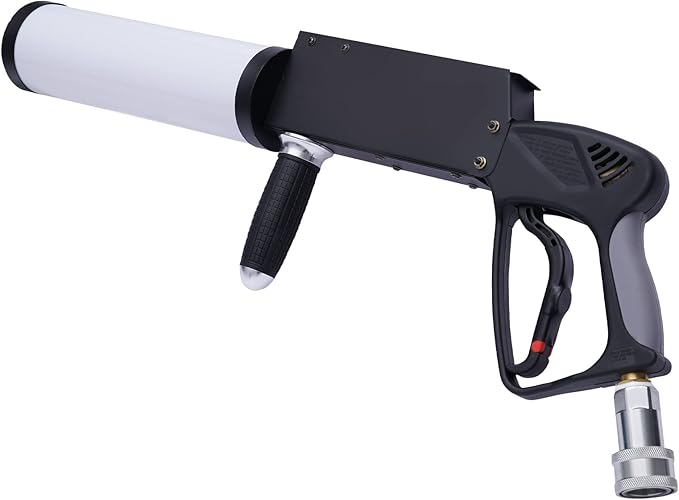 LED CO2 Jet Gun for Wedding DJ Party, RGB Automatic Color-Changing Handheld CO2 Cannon Gun DJ Fog Gun CO2 Jet Machine Blaster with 10ft Hose for Stage Effect, Concert, Disco, Halloween