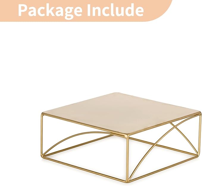 NUPTIO Cake Stand Dessert Display: Metal Cupcake Holder 10 Inch Pedestal Stands Gold Food Risers for Wedding Party Christmas Birthday Event Kitchen Table Baby Shower Square Buffet Vase Plant Stand
