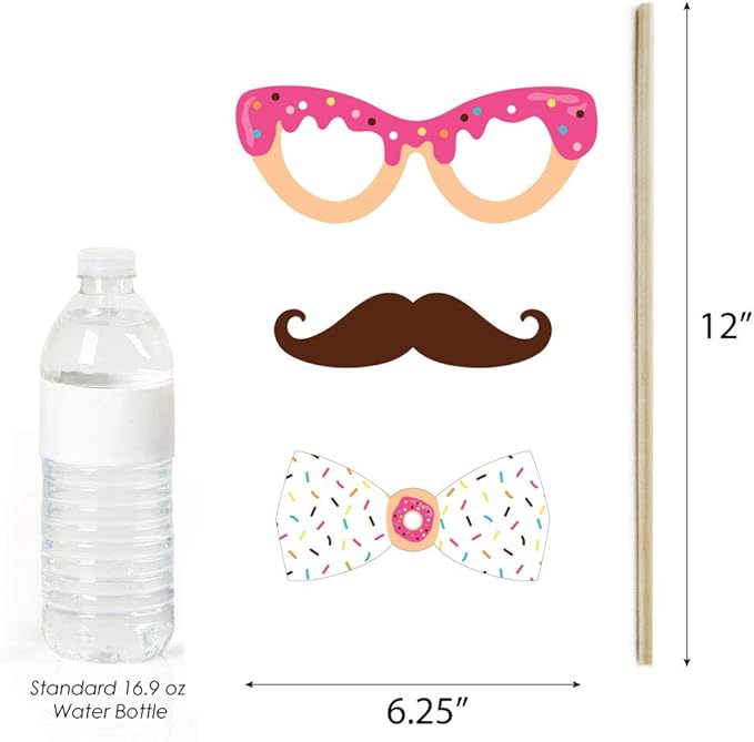Big Dot of Happiness Donut Worry, Let's Party - Doughnut Party Photo Booth Props Kit - 20 Count