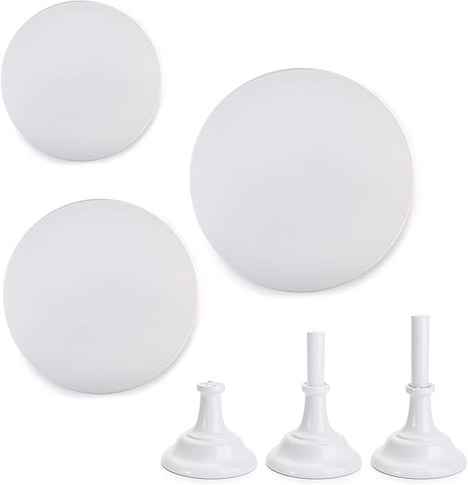 yarlung 3 Pack Metal Cake Stands, 8/10/12 Inch Pillar Style Cupcake Display Stand Dessert Trays for Wedding, Party, Birthday, Gatherings, White