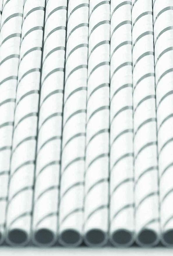 Pack of 300 Silver Foil Stripes Biodegradable 4-Ply Paper Drinking Straws (Compostable, Non-toxic, BPA-free)