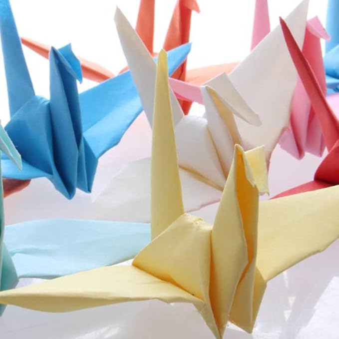 Colorful Paper Crane Hanging Garlands (3stringsX 5.2ft), Origami Birds Streamers for Bridal Shower, Baby Shower Birthday Party Supplies