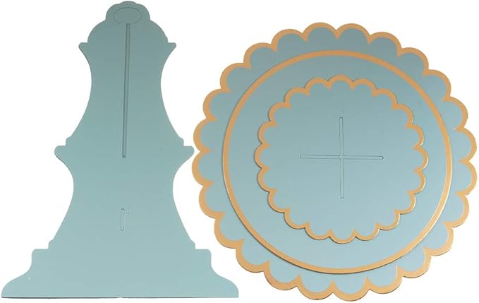 YLDW 3-Tier Cupcake Stand, Lace Trim Cake Stand holder, Tiered DIY Cupcake Stand Tower for Dessert Table Displays, Birthday Theme Party Favors Decoration, Floral Tea Party, 12"W x 12.8"H, Light Blue