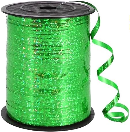BEISHIDA 500 Yards Green Crimped Curling Ribbon Balloon String, Shiny Metallic Ribbon Roll for Gift Wrapping for Birthday Party Festival Art Craft Decor Florist Flowers Decoration