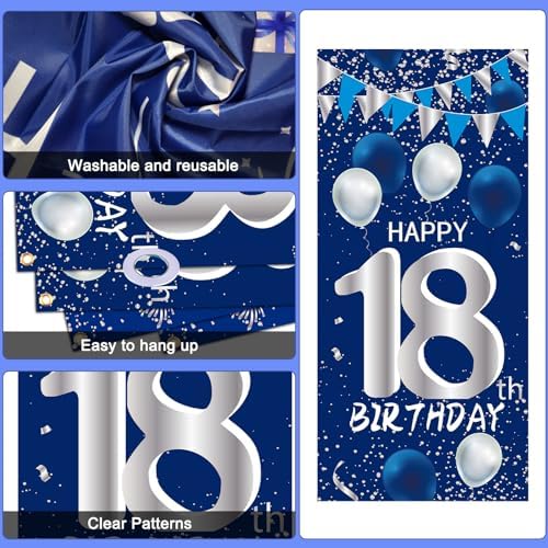 18th Birthday Decorations for Boys, Blue Silver 18 Year Old Party Decor