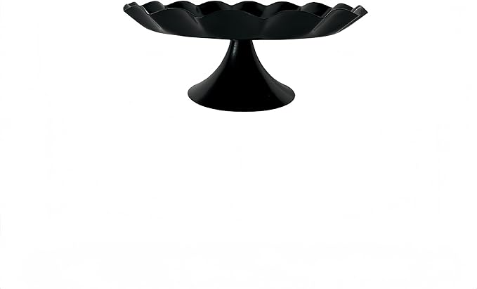 3 Pcs Metal Cake Stand Set, Scalloped Edge Cupcake Tray Dessert Display Platter, Decorative Serving Stand for Wedding, Birthday, Tea Party,Baby Show (Black)