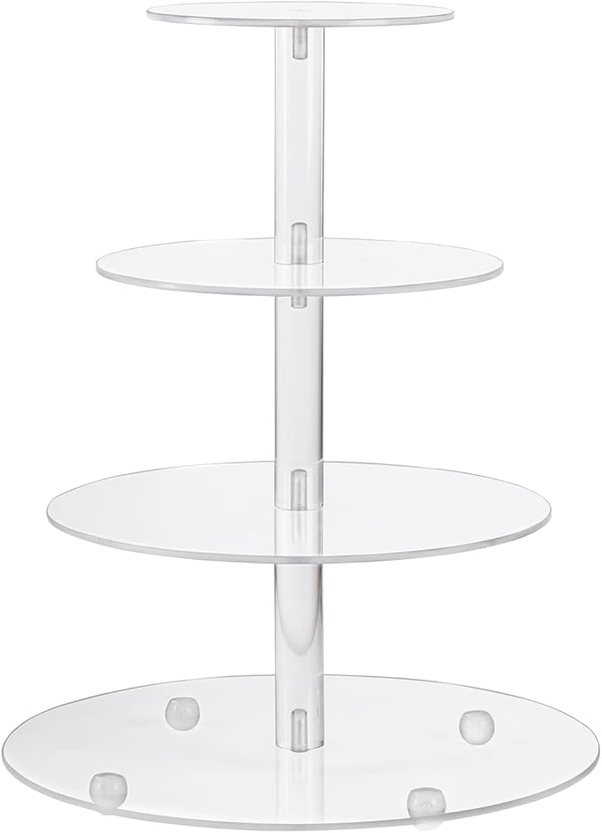 CECOLIC Acrylic Cupcake Stand Clear Cupcake Holder Display Stand Dessert Pastry Tower Stand for Wedding Birthday Bar Party Décor (Round - 4 Tier)