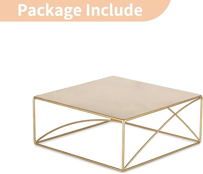 NUPTIO Cupcake Stand Dessert Display: 12 Inch Cake Holder Metal Food Pedestal Stands Gold Food Risers for Wedding Party Christmas Birthday Event Graduation Table Decor Square Buffet Fruit Plant Stand