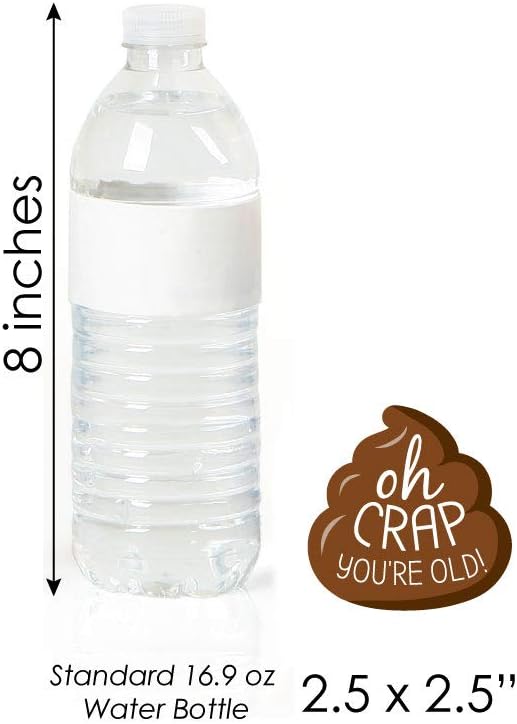 Big Dot of Happiness Oh Crap, You're Old - Dessert Cupcake Toppers - Poop Birthday Party Clear Treat Picks - Set of 24