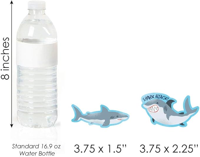 Big Dot of Happiness Shark Zone - Dessert Cupcake Toppers - Jawsome Shark Party or Birthday Party Clear Treat Picks - Set of 24