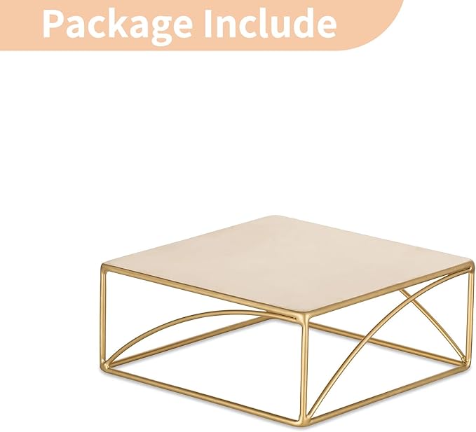 NUPTIO Cake Stand Cupcake Display: Metal Dessert Pedestal Stands 8 Inch Food Riser Gold candy Display holder for Wedding Party Christmas Birthday Kitchen Table Baby Shower Square Buffet Plant Stand