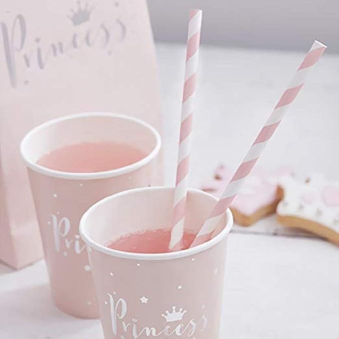 KTOJOY Biodegradable Paper Straws, 100 Pack Pink for Party Supplies, Birthday, Wedding, Bridal/Baby Shower Decorations and Holiday Celebrations