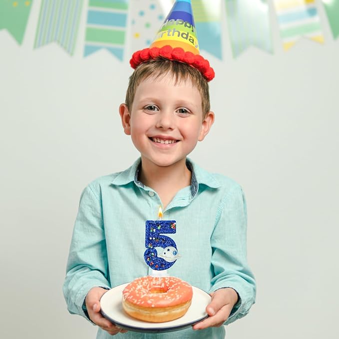 HXOUSE Spaceship Number 5 Birthday Candles - Outer Space Universe Birthday Candles for Cake, 5 Candle Topper for Anniversary Celebrations, Astronaut Rocket Party Decorations for Boys