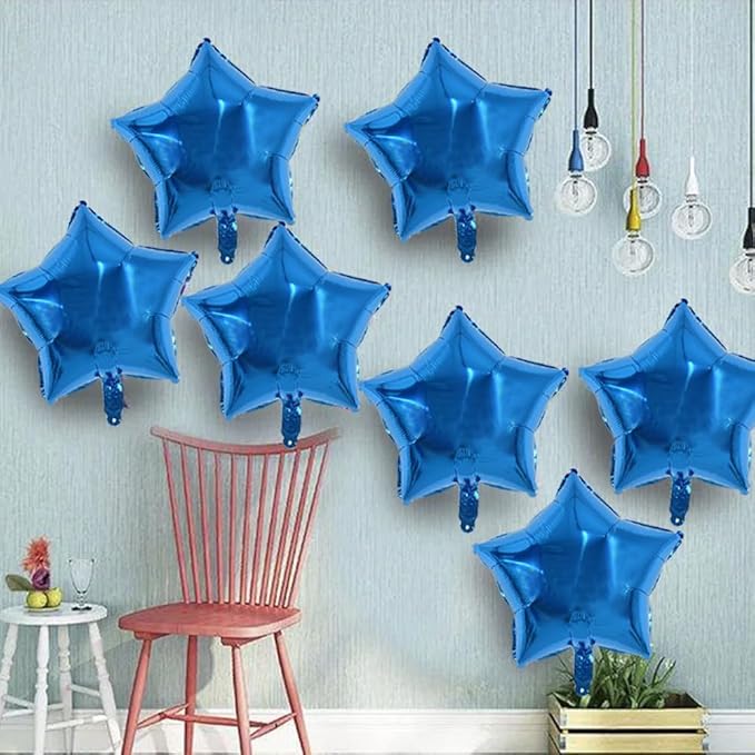 TONIFUL 30Pcs 18 Inch Large Blue Star Shape Foil Balloons Big Blue Stars Helium Mylar Ballons for Birthday Wedding Baby Shower Anniversary Engagement Party Decorations Supplies