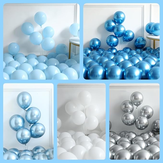 Winter Wonderland Balloon Arch Kit, 159pcs Silver Blue White Latex Balloons with Polar Bear/Penguin/Snowflake Foil Balloons for Is Cold Outside Baby Shower, Birthday, Winter Party Decorations