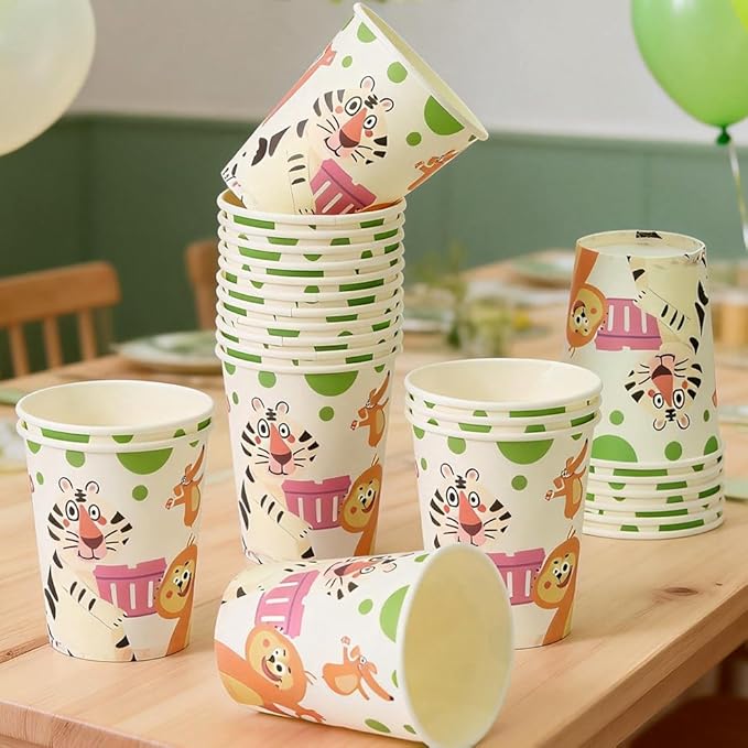 144Pcs Panda Animals Birthday Party Supplies Decorations Animal Themed Paper Plates Napkins Vintage Party Tableware Disposable Dinnerware for Girl Boy Kid Birthday Baby Shower Table Decor, Serve 24