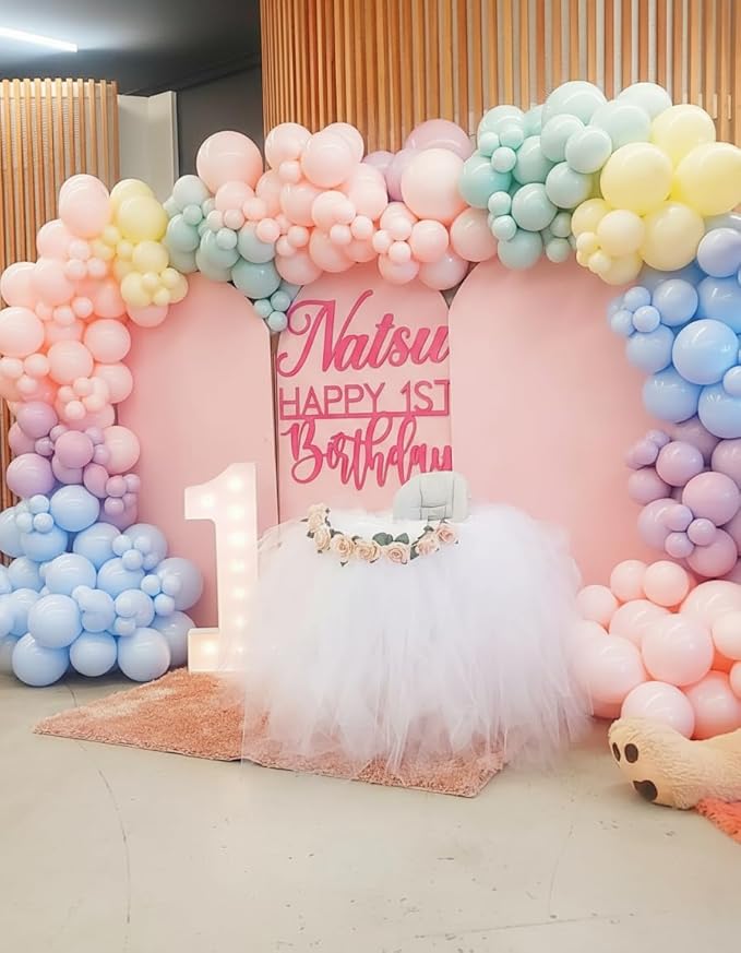 453Pcs Pastel Balloon Arch Kit, 7 Macaron Assorted Colors Balloon Garland Kit, Different Size Spring Colorful Balloon for Spring Easter Birthday Baby Shower Gender Reveal Rainbow Party Decor