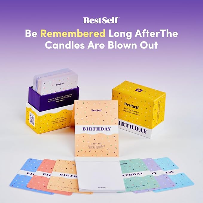 BestSelf Birthday Deck – 75 Conversation Cards & Activities for Unforgettable Birthday Celebrations | Fun, Meaningful, and Engaging Party Card Games | Gifts for Family, Couples, Friends