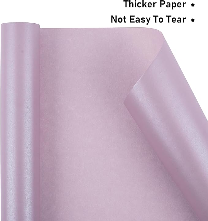 NESCCI Lavender Color Matte Wrapping Paper,Solid Color Pearly-Lustre Paper,Gift Wrapping Paper,Perfect for Wedding,Valentine's Day,Birthday, Christmas,Baby Shower,DIY Bouquet (17 Inches X 32.8 Feet)