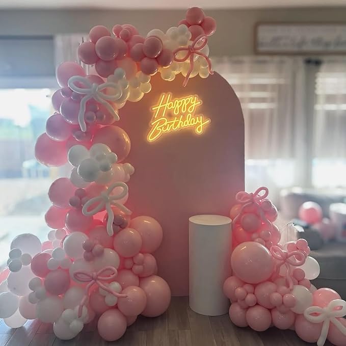 YMSZ Pink and White Balloons Arch Kit, 134pcs Light Pink and White Balloons for Wedding, Bridal Shower, Baby Shower, Birthday, Valentines Party Decorations