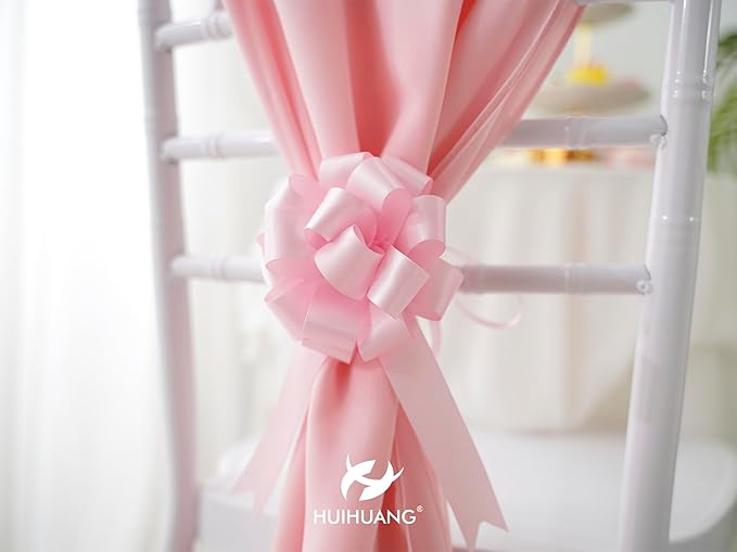 HUIHUANG Pink Pull Bows 12 PCS Light Pink Bow 4 inch Satin Gift Bows for Gift Wrapping, Presents, Gift Basket, Paper Bag, Baby Shower Favors, Wrapping Accessories, Wedding Christmas Decor