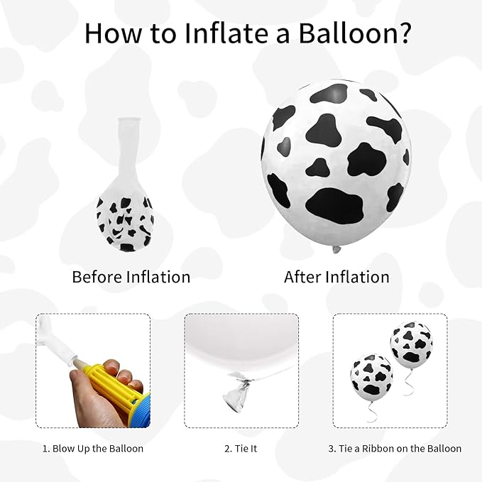 Baipian Cow Balloons, 60 Pcs Cow Print Balloons, 12 Inch Funny Farm Animal Balloons Latex Balloons Helium for Yard Farmhouse Farm Birthday Party Baby Shower Cowboy Cowgirl Party Decorations