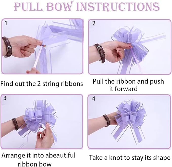 6 Pieces Large Pull Bows, Party Birthday Gift Wedding Ribbon Bows for Wrapping Boxes or Baskets Decorations Ribbon Bow, Valentine's Day Gift Decorations Bow (Royal Purple)
