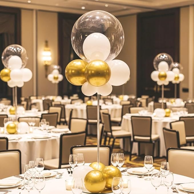 Reusable Acrylic Balloon Stand Kit – Heavy Duty Tabletop Display with Sticks and Base, Ballon Stands for Centerpieces, Centerpiece Table Decorations for Parties (12 Pack 24 inch)