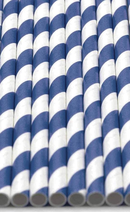 Pack of 150 Navy Blue Swirls Biodegradable 4-Ply Paper Drinking Straws (Compostable, Non-toxic, BPA-free)
