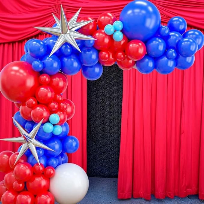Red Blue Balloon Garland Kit, Red Blue Balloon Arch with Red and Dark Blue Balloons, Red and Blue Balloon Arch for Independence Day Graduation 4th of July Nautical Party Decorations