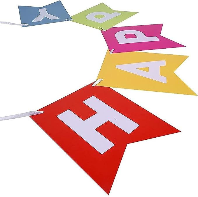 Happy Birthday Banner Backdrop Colorful Decoration Birthday sign for wall Party Supplies Backyard Decore Birthday Flag Bunting - 8 feet total signs (3 feet HAPPY, 5 feet BIRTHDAY)