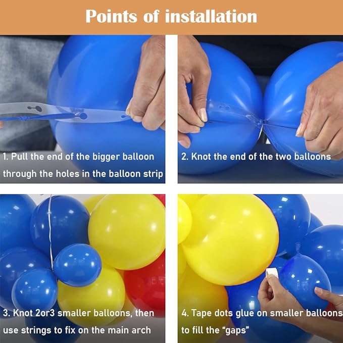 DIY 134pcs Red Yellow Green Blue Balloon Garland Arch Kit for Superhero Theme Party Baby Shower Birthday Party Decoration