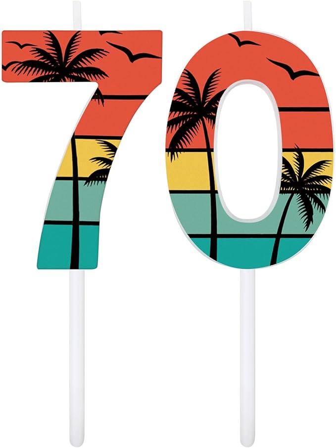 Conelist 70th Birthday Candles for Cake Vintage 1956 Cake Topper Retro 70th Happy Birthday Party Decorations for Men Women 1956, 2 Pack Number 70 Candle for 70 Years Wedding Anniversary Party Supplies