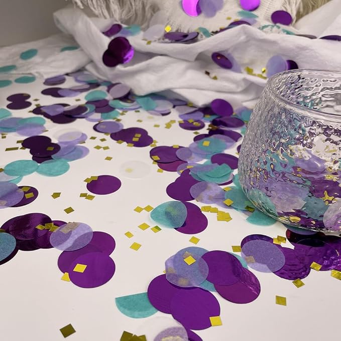 1 inch Round Tissue Confetti Dot Paper Confetti Colorful Table Confetti for Birthday Bachelorette Wedding Bridal Shower Anniversary Party Decorations(Purple) (Mermaid, 1 inch)