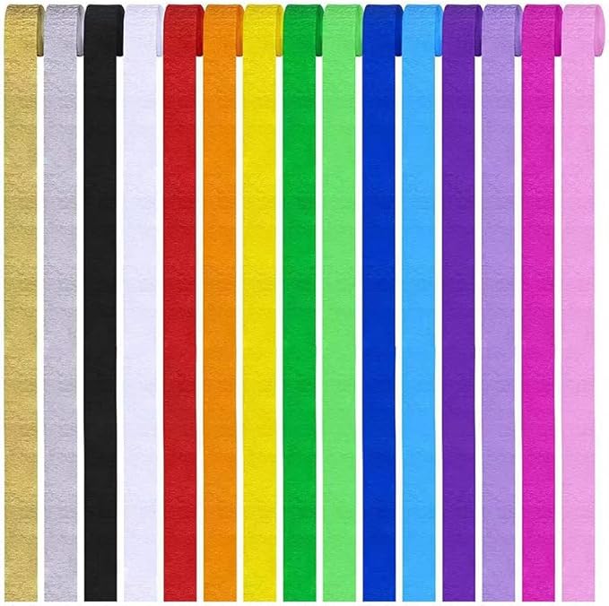 XIKSXITN 6 Rolls White Crepe Paper Streamers-White Streamers for Party Decorations(1.8 Inch x 82 Ft/Roll)
