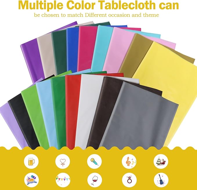 tujol Black 6 Pack Plastic Table Cloth 54" x 108", Disposable Tablecloths Rectangle Table Cover, Plastic Tablecloths for Parties