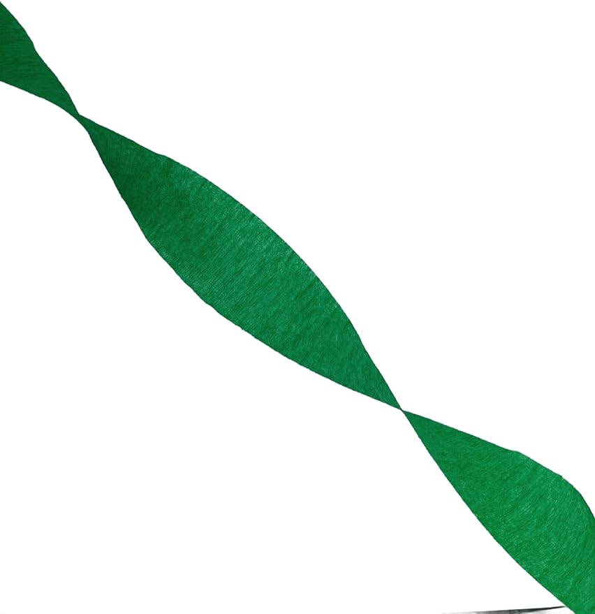 Green and White Crepe Paper Streamers (2 Rolls Each Color) MADE IN USA!