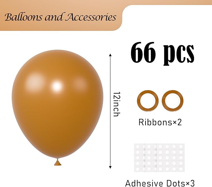 Voircoloria Tan Balloons, 66pack 12inch Light Brown Latex Party Balloons for Wedding, Birthday, Graduation, Bridal Shower, Baby Shower, Gender Reveal, Anniversary, Bachelorette Party Decorations