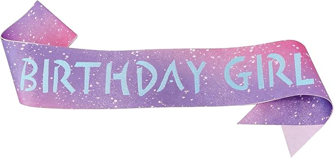 Canitor Kpop Theme Birthday Decorations Soft Satin Birthday Girl Sash for Women Dress Outfits Party Favors Accessories (dot gradient+blue words)