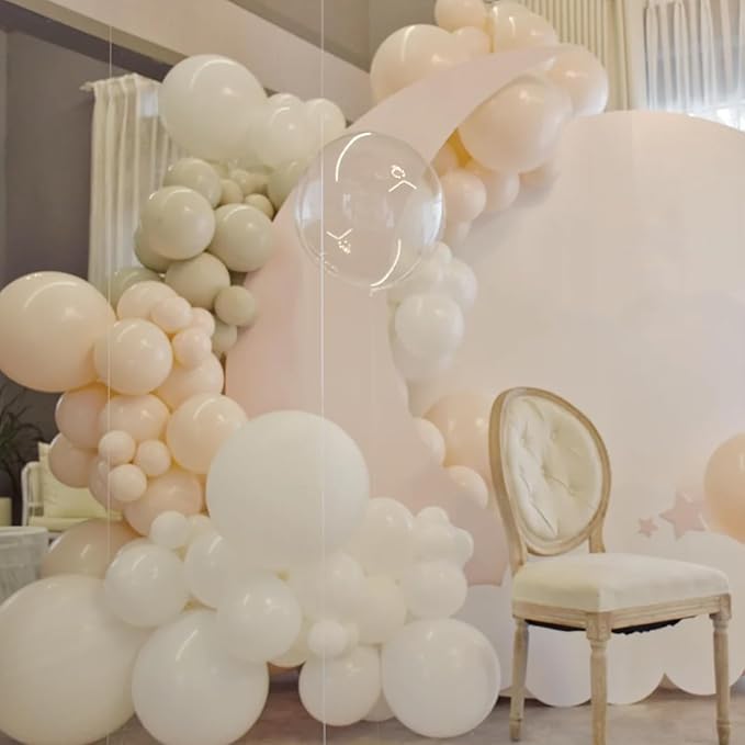 Voircoloria 105pcs Ivory Balloons 12inch Party Latex Balloons for Boys Girls Birthday Baby Shower Gender Reveal Wedding Sunflower Party Decorations