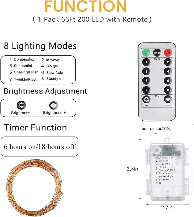 4Pack 80Ft 240LED Fairy Lights Battery Operated with Remote, Waterproof String Lights with Timer for Indoor & Outdoor, Twinkle Lights Battery Powered for Bedroom Christmas Decorations (Multicolor)